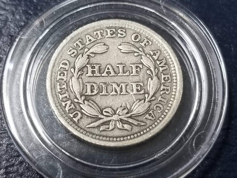 lot 06 image: 1853 SEATED LIBERTY HALF DIME IN AIRTITE