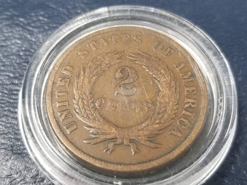 lot 14 image: 1865 US TWO CENT PIECE IN AIRTITE