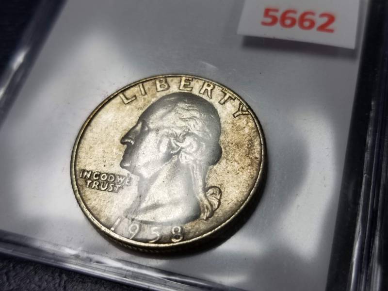 lot 37 image: 2 WASHINGTON QUARTERS 1955-D 1958-D