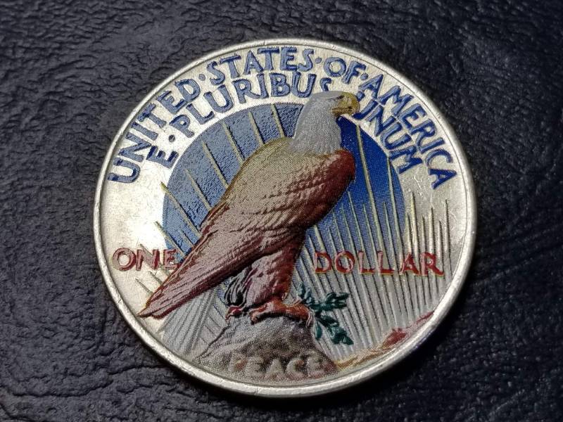 lot 40 image: 1922 PEACE SILVER DOLLAR COLORIZED