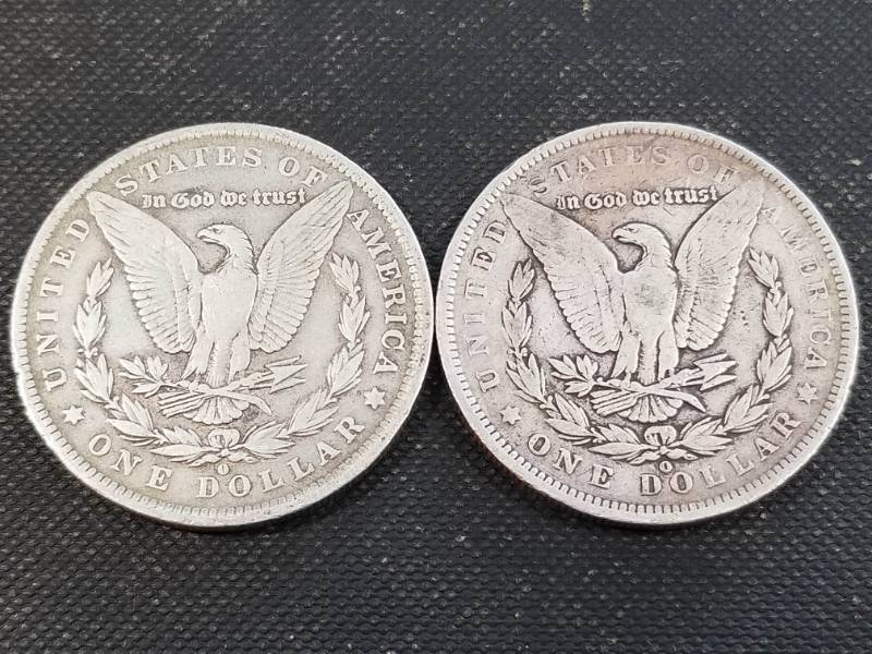 lot 35-A image: 2 MORGAN SILVER DOLLARS 1883-O 1891-O