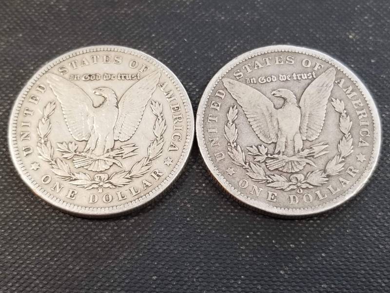 lot 37-A image: 2 MORGAN SILVER DOLLARS 1897-S 1901-O