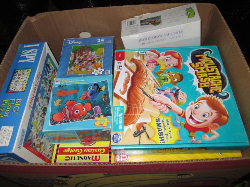 lot 44 image: Box Full of Kids Games and Puzzles...