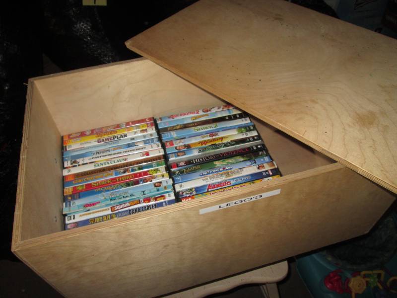 lot 48 image: Lot of DVD Movies in Wood Box with ...