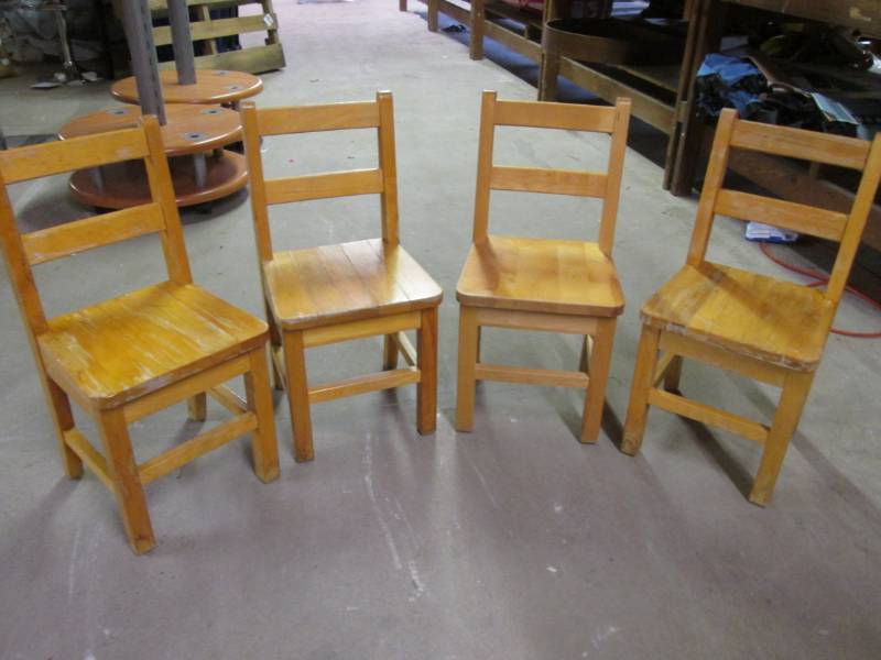 lot 78 image: Lot of 4 Wood Kid Size Chairs...