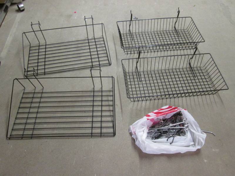 lot 104 image: Slatwall  Pegboard Baskets Shelves...
