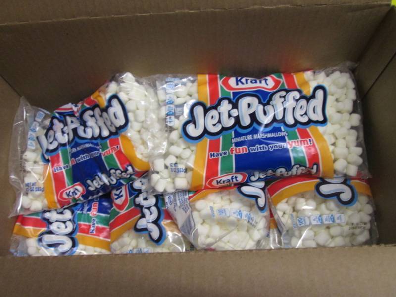 lot 185 image: Case of 18 Bags of Jet-Puffed Minia...
