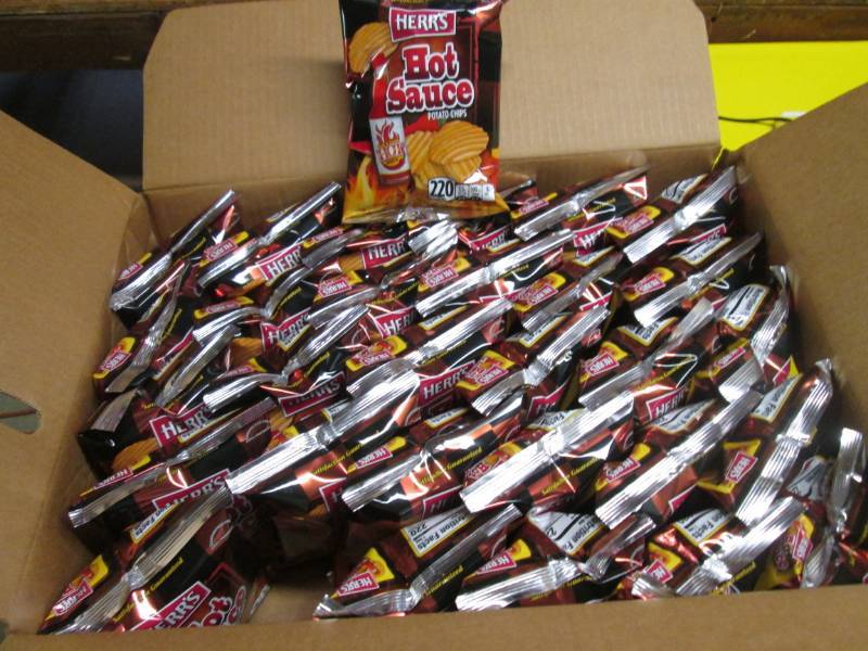 lot 188 image: Case of 30 Bags of Hot Sauce Potoat...