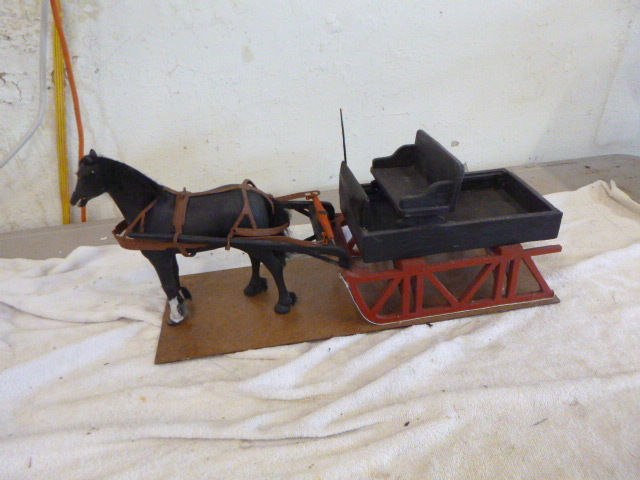 lot 8 image: Folk Art - Handmade Horse and Buggy
