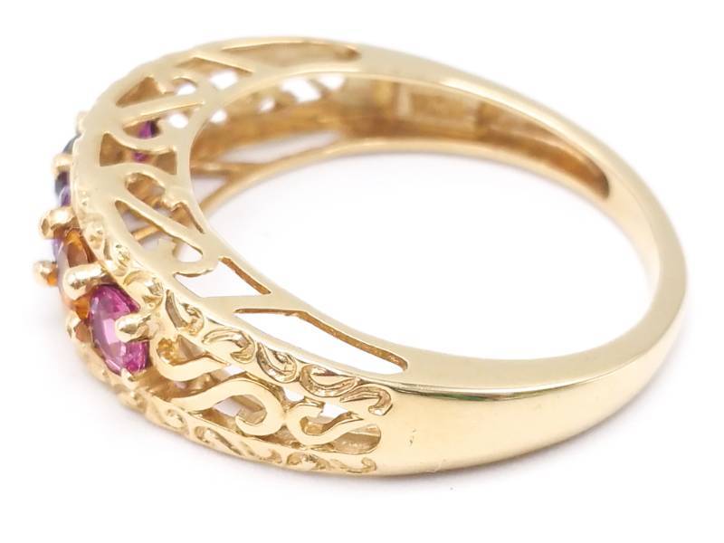 lot 15 image: Multi Gemstone Estate Ring in 14k White Gold