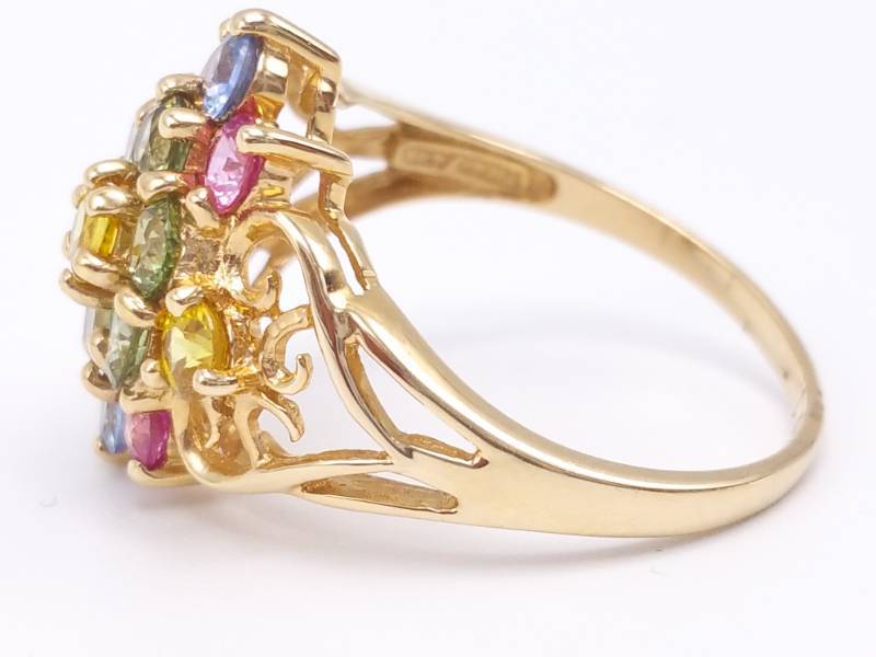 lot 24A image: Beautiful Multi Gemstone Estate Ring in 14k Yellow Gold