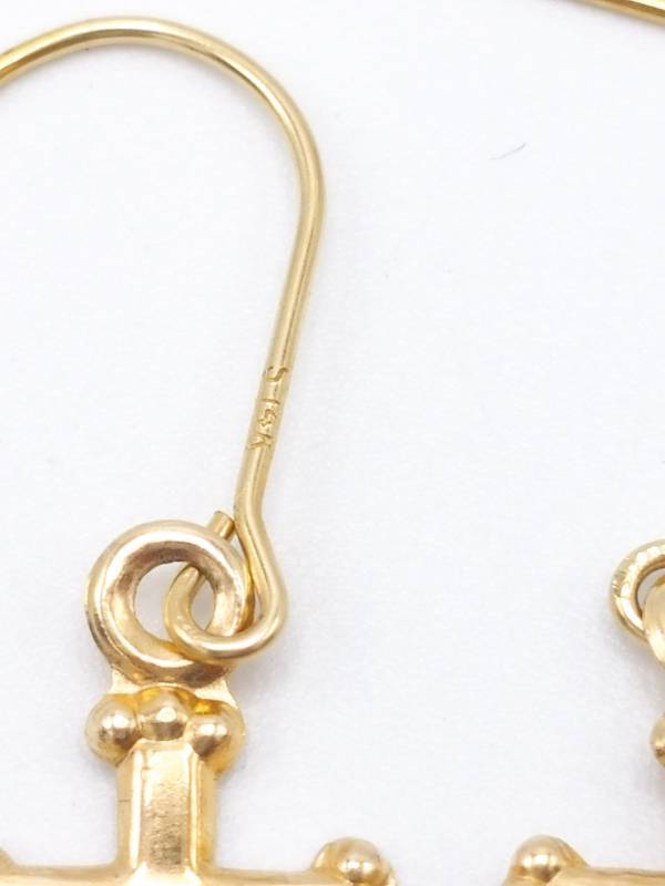lot 32 image: 14k Yellow Gold Cross Estate Earrings