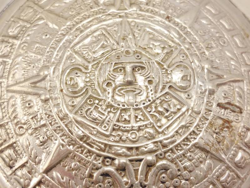 lot 41 image: Taxco Sterling Silver .925 Aztec Calendar Belt Buckle