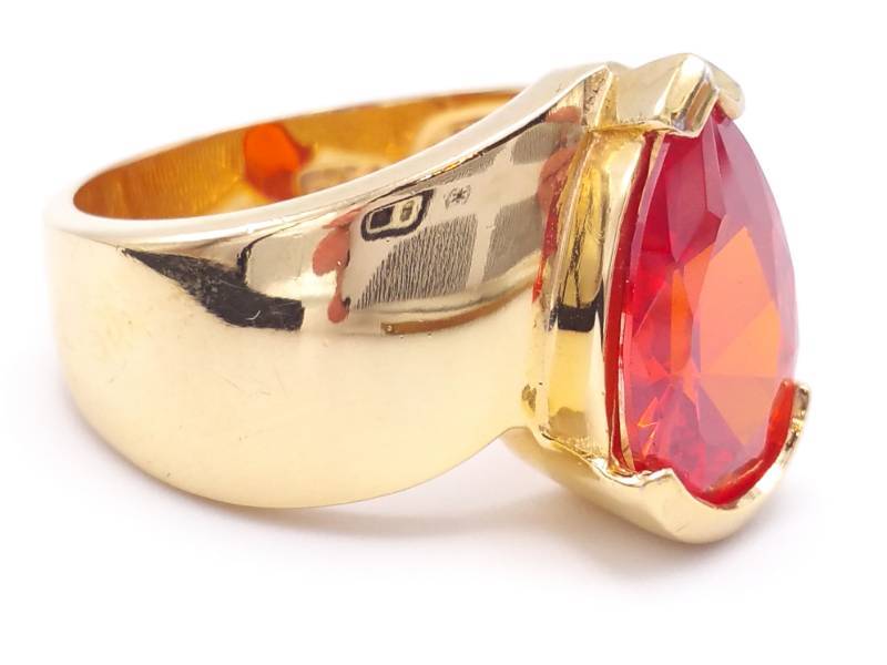lot 43 image: Stunning Orange Gemstone in a Gold over Sterling Silver Estate Ring