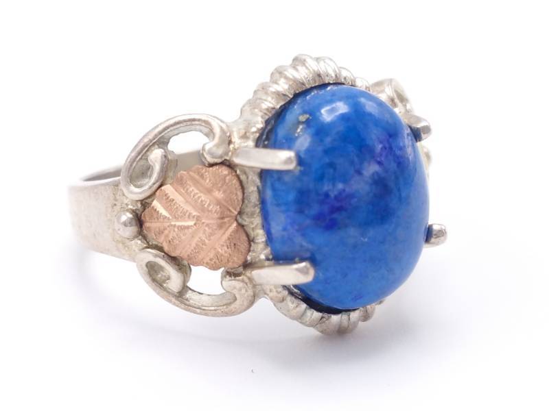 lot 61 image: Gorgeous Lapis Lazuli 12k Gold and Sterling Silver Estate Ring