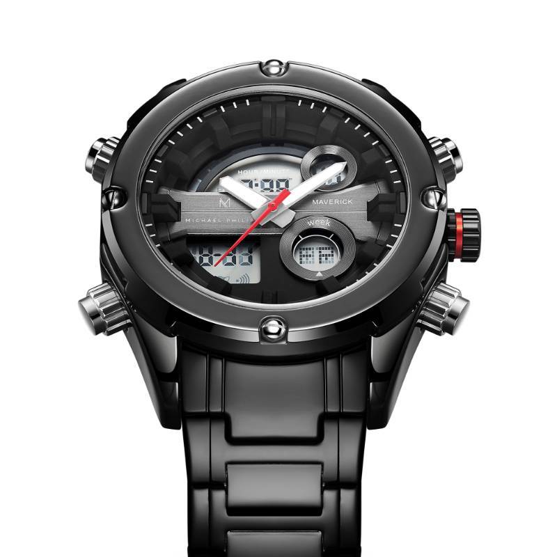 lot 83 image: Mens Maverick  45mm President Steel Link Casper Grey