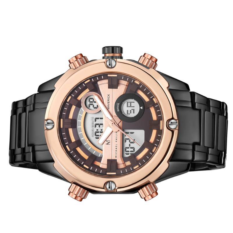 lot 84 image: Mens Maverick  45mm President Steel Link Sun Rose