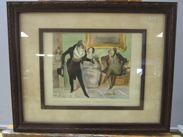POLITICAL CARTOONIST HONORE DAUMIER COLORIZED PRINT