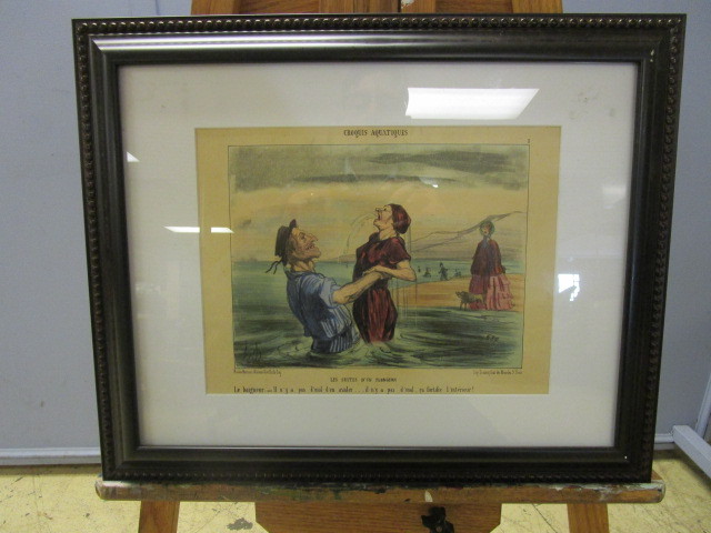 POLITICAL CARTOONIST HONORE DAUMIER COLORIZED LITHOGRAPH