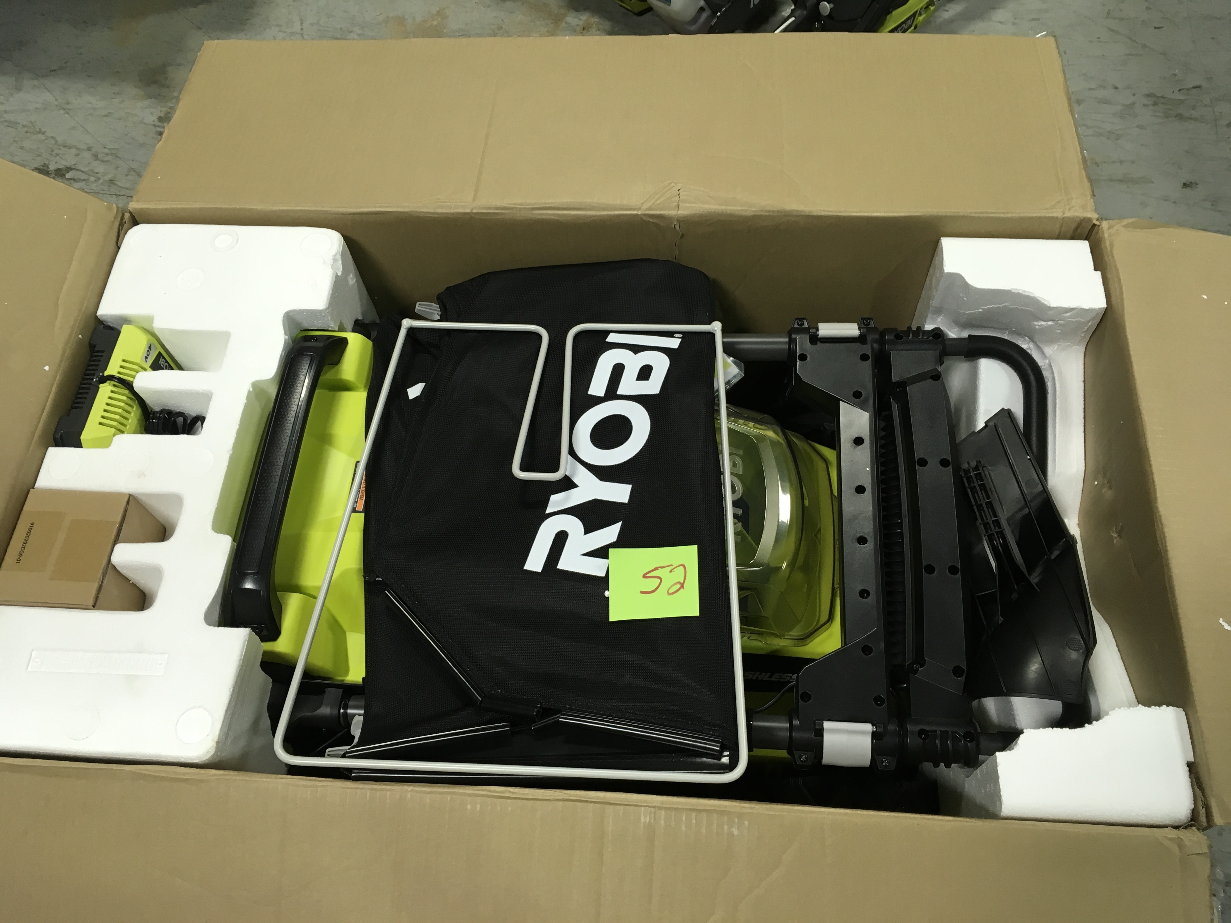 RYOBI 20 in. 40-Volt Brushless Lithium-Ion Cordless Battery Walk Behind Push Lawn Mower 5.0 Ah BatteryCharger Included in good condition