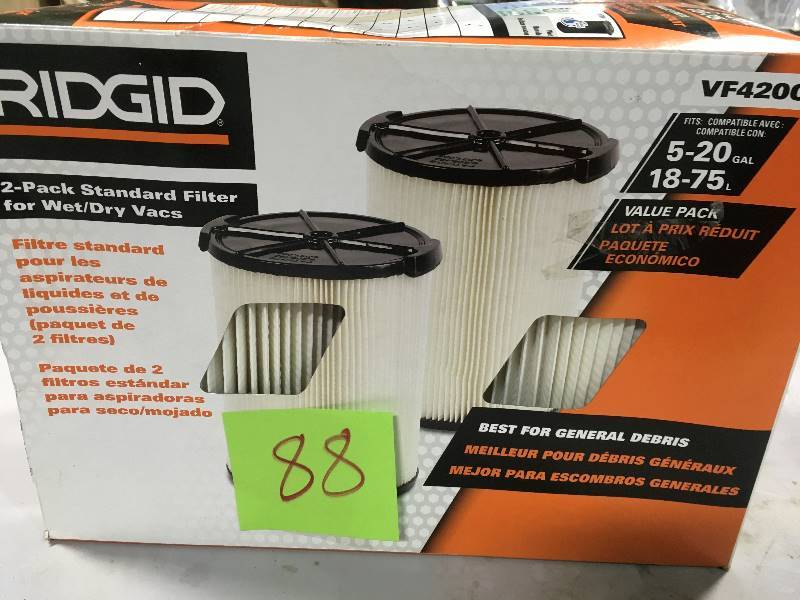 RIDGID 1-layer Everyday Dirt Pleated Paper Filter for 5.0 Plus Gal. RIDGID Wet Dry Vacs (2-Pack) in good condition
