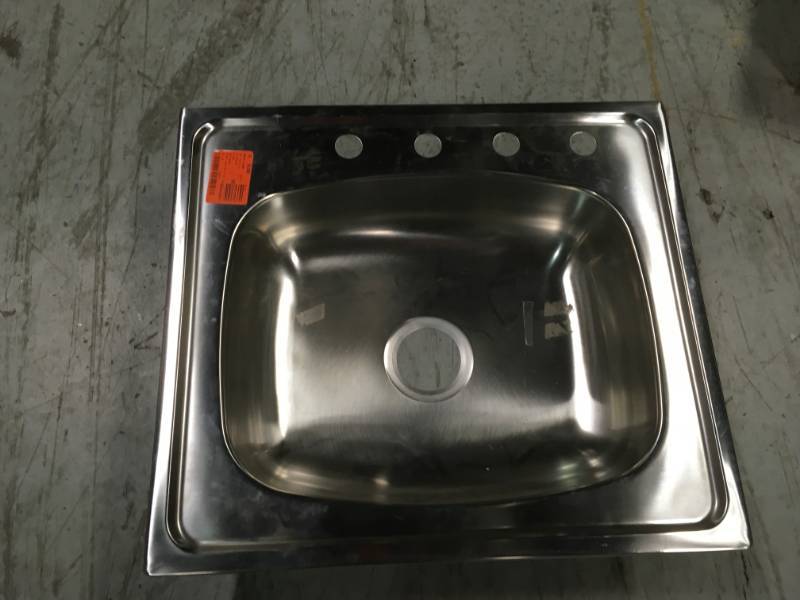 lot 9 image: Glacier Bay Drop-In Stainless Steel 25 in. 4-Hole Single Bowl Kitchen Sink in good condition