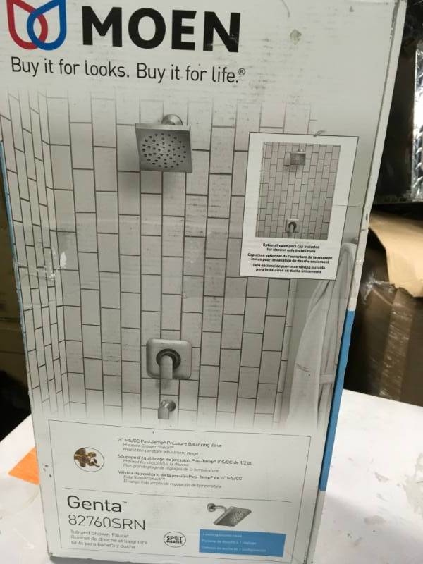 lot 16 image: MOEN Genta Single-Handle 1-Spray Tub and Shower Faucet in Spot Resist Brushed Nickel  in good condition