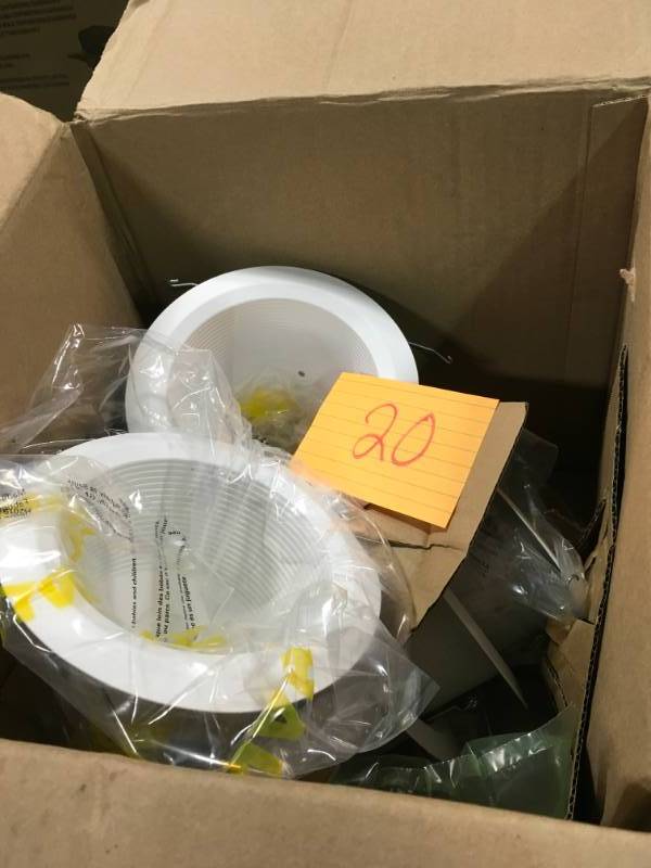 lot 20 image: Halo 5 in. White Baffle Recessed Kit Downlighting White Trim  in good condition