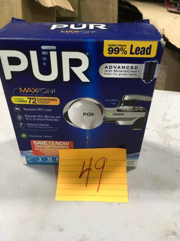 lot 49 image: PUR Chrome Horizontal Faucet Mount System  in good condition
