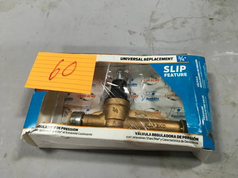 lot 60 image: SharkBite 34 in. Push-to-Connect Bronze EB-45 Slip Pressure Regulator Valve  in good condition