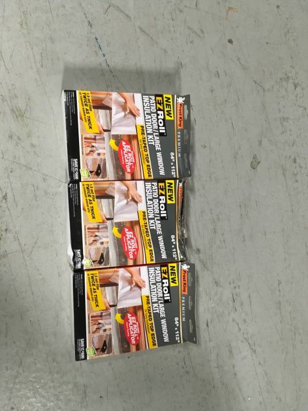lot 67 image: Frost King EO 84 in. x 112 in. Premium Heavy-Duty EZ Roll-on Shrink Patio DoorLarge Window Insulation Kit  in good condition