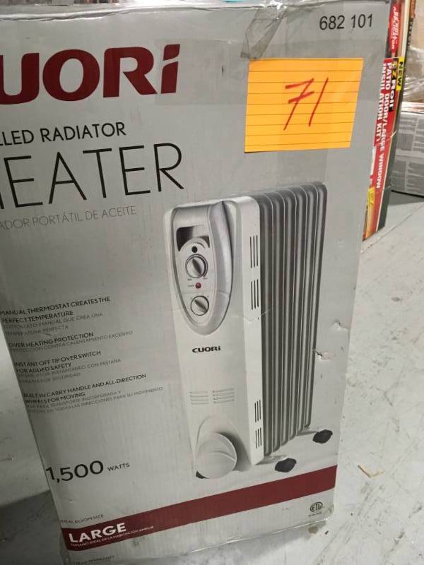 lot 71 image: 1,500-Watt Radiant Electric Portable Heater (682-101) t in good condition