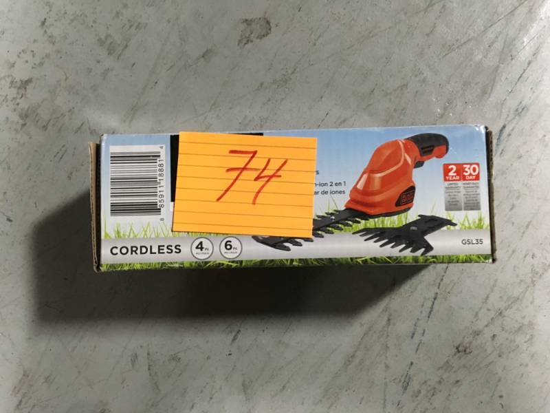 lot 74 image: BLACKDECKER 6 in. 3.6-Volt Lithium-Ion Cordless 2-in-1 Compact Garden Shears and Trimmer Combo with Rechargeable Battery and Charger t in good condition