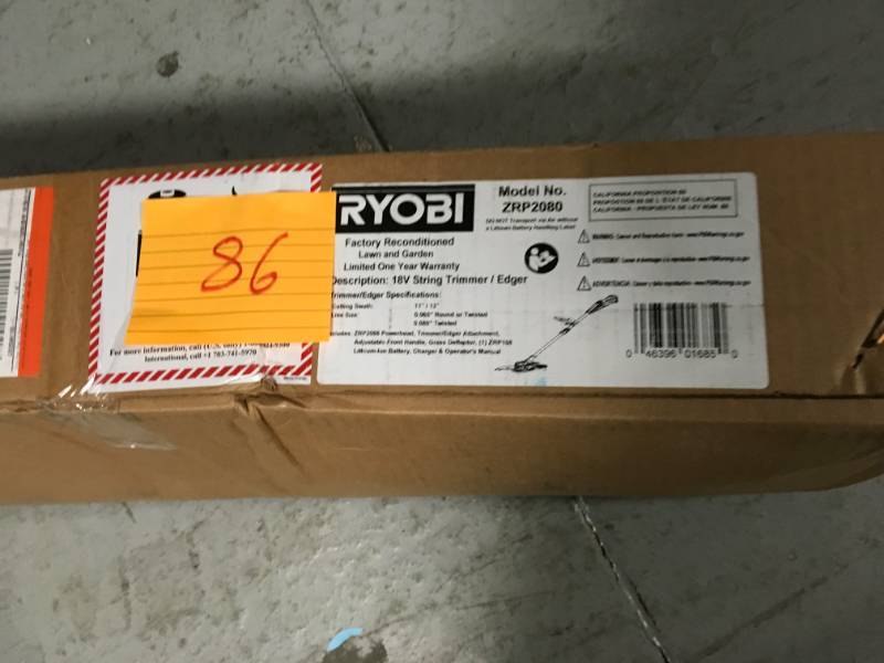 lot 86 image: RYOBI Reconditioned ONE 18-Volt Lithium-Ion Cordless String TrimmerEdger - 4.0 Ah Battery and Charger Included t in good condition