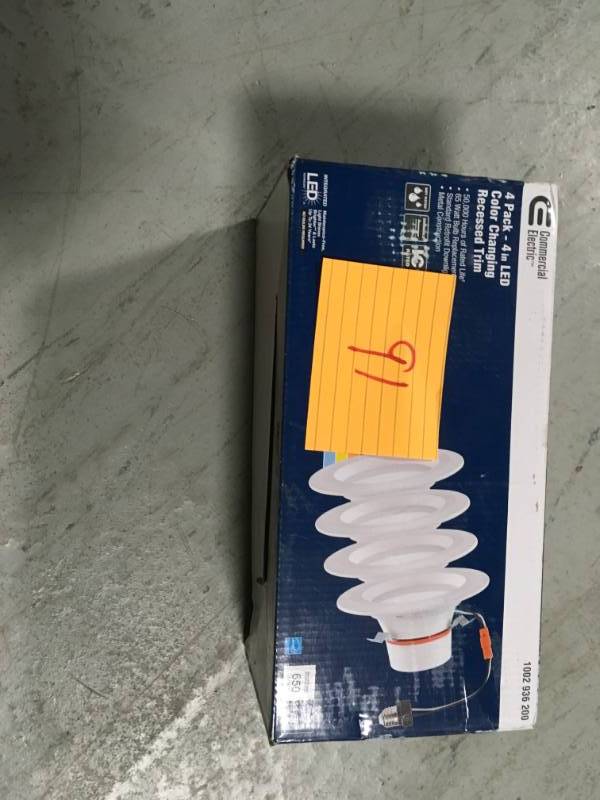 lot 91 image: Commercial Electric 4 in. Matte White Integrated LED Recessed Trim 5-ways (4-Pack) t in good condition