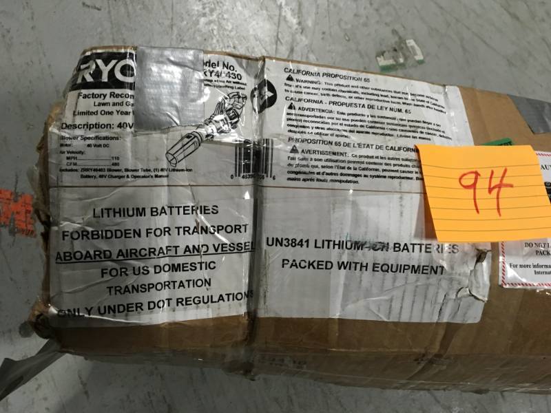 lot 94 image: RYOBI 110 MPH 480 CFM Variable-Speed 40-Volt Lithium-Ion Cordless Jet Fan Leaf Blower - Battery and Charger Included t in good condition