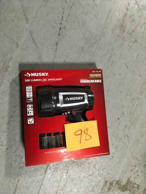 lot 98 image: Husky 500 Lumen CREE LED Long Range Handheld Spotlight Virtually Unbreakable t in good condition