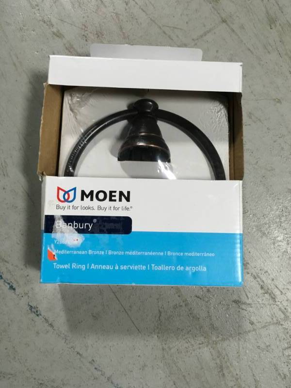 lot 11 image: MOEN Banbury Towel Ring in Mediterranean Bronze New