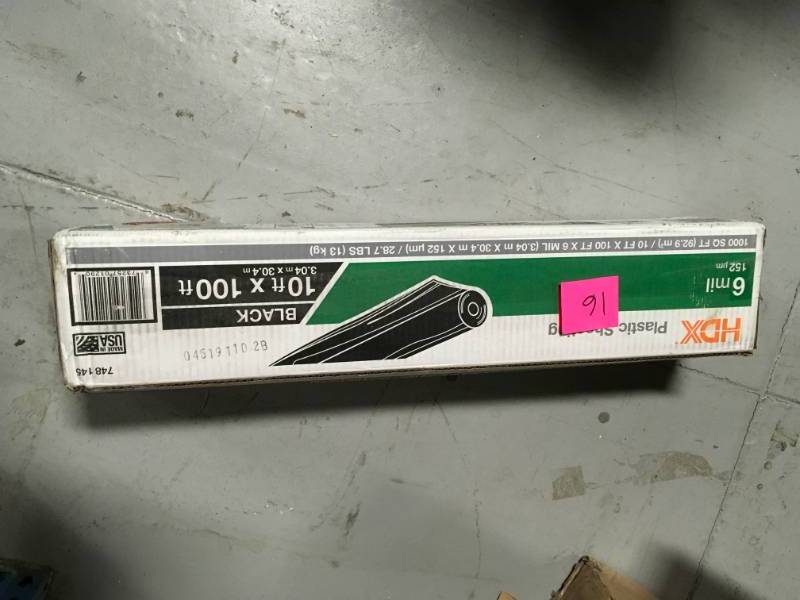 lot 16 image: HDX 10 ft. x 100 ft. Black 6 mil Plastic Sheeting not used