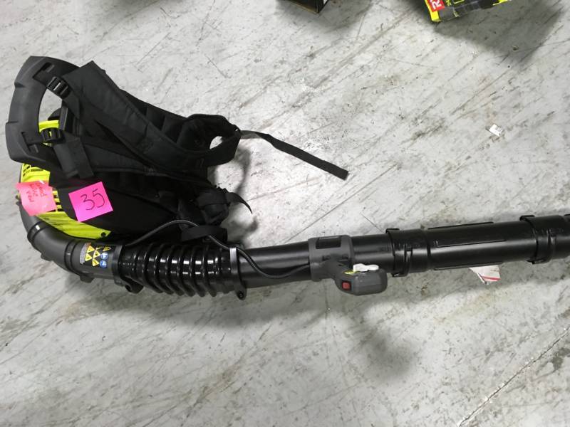 lot 35 image: RYOBI 175 MPH 760 CFM 38cc Gas Backpack Leaf Blower used  in good condition