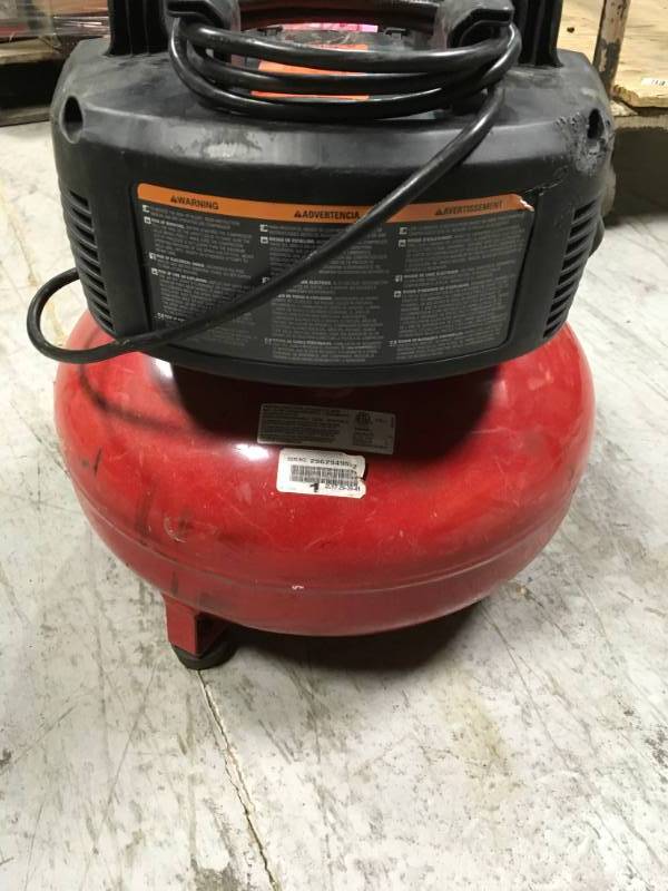 lot 37 image: Porter-Cable 6 Gal. 150 PSI Portable Electric Pancake Air Compressor USED  in good condition