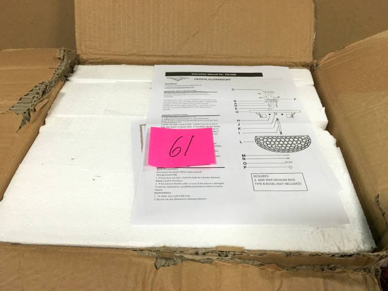 lot 61 image: Elegant Designs 13 in. 2 Light Elipse Crystal Flush Mount Ceiling Light 2 Pack, Chrome  in good condition