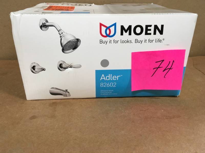 lot 74 image: MOEN Adler 2-Handle 1-Spray Tub and Shower Faucet with Valve in Chrome (Valve Included) in good condition