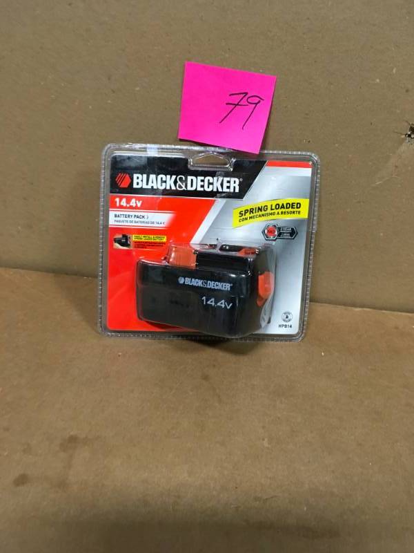 lot 79 image: BLACKDECKER Cordless Power Tool Batteries NiCd 14.4-Volt Spring Loaded Slide Pa not used