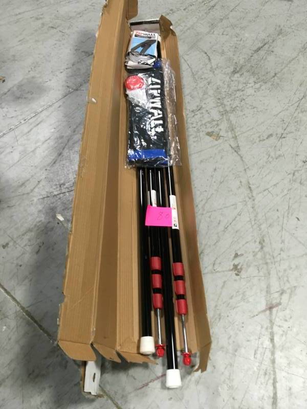 lot 80 image: ZipWall ZP4 Contains 4 10 ft. Steel Spring Loaded Poles missing pcs