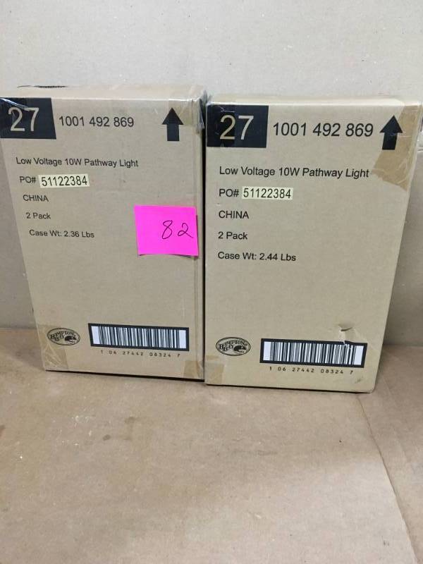 lot 82 image: Hampton Bay Low-Voltage 10-Watt Aged Brass Outdoor Halogen Landscape Path Light QTY 2 CASES new