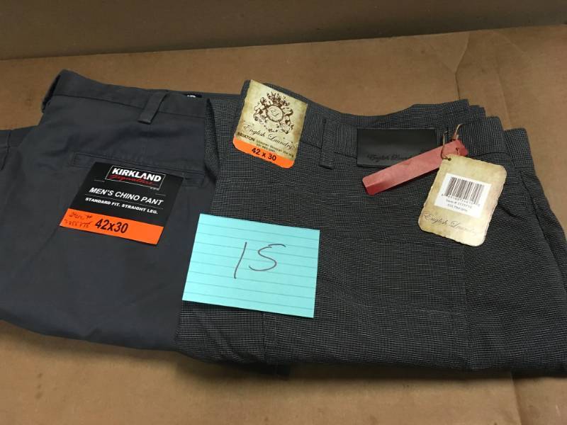 lot 15 image: KIRKLAND MENS CHINO PANTS 42 X 30 (2) not used
