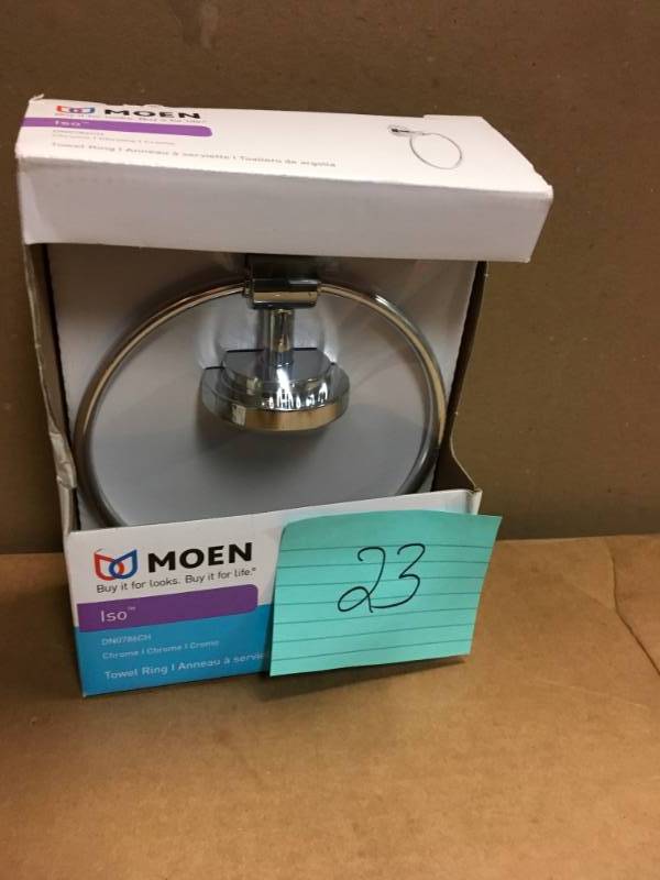 lot 23 image: MOEN Iso Towel Ring in Chrome not used