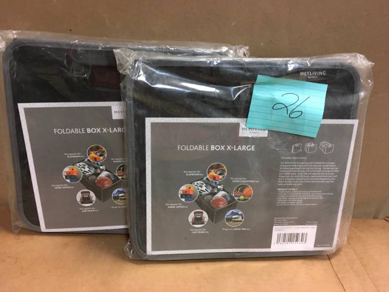 lot 26 image: 13 in. L x 23.6 in. W x 12 in. D X-Large Foldable Box-Black LOT OF TWO 1013799 not used