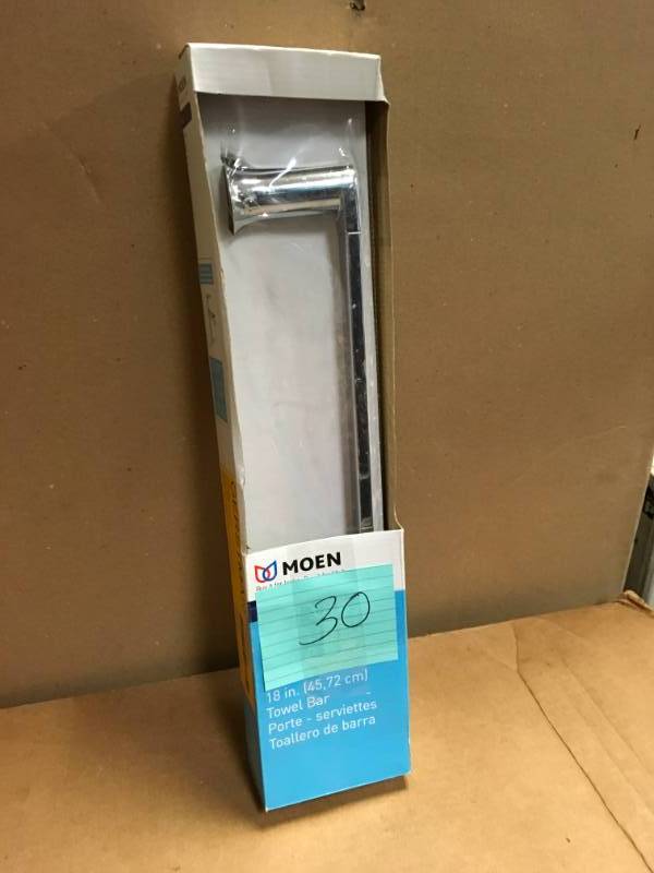 lot 30 image: MOEN Genta 18 in. Towel Bar in Chrome not used